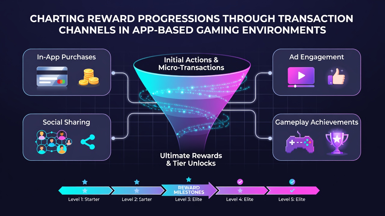 Gedetailleerde weergave van beloningsniveaus en transactiegeschiedenis in een app-gebaseerde gaming interface