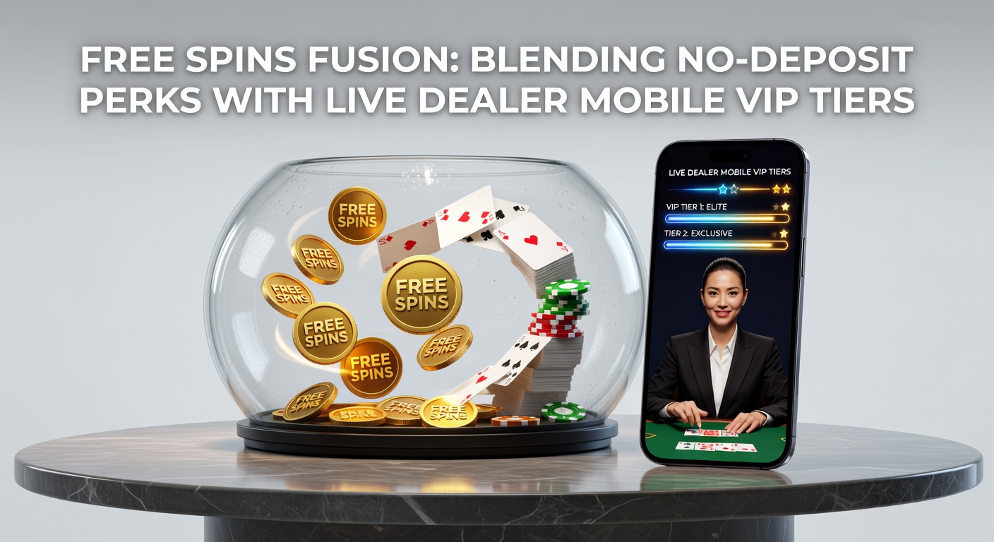 Schermafbeelding van een mobiel casino met live dealer blackjack en free spins bonus in een VIP tier, toont fusion van perks