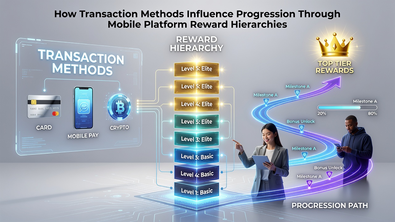 Mobiele app interface met transacties en VIP beloningsniveaus