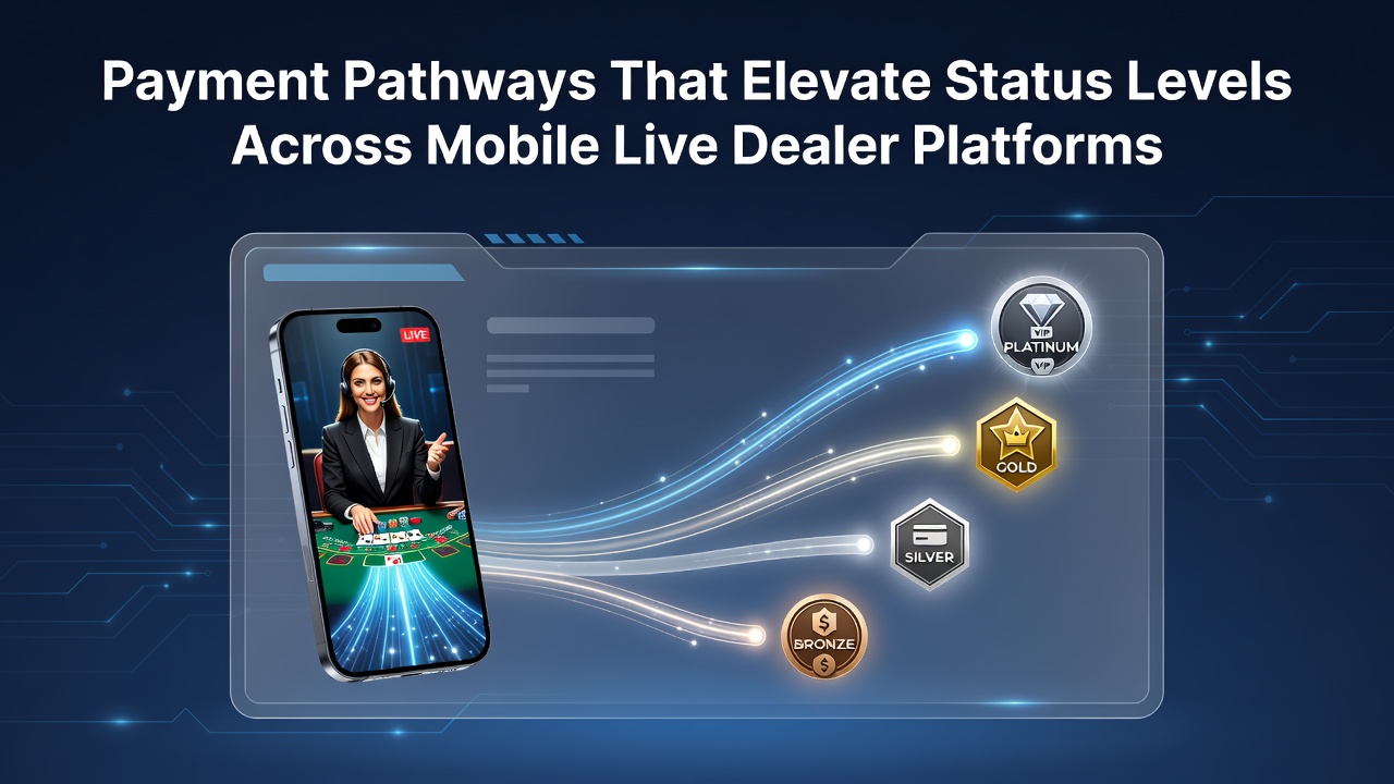Mobiele live dealer interface met betalingsopties en VIP-niveaus